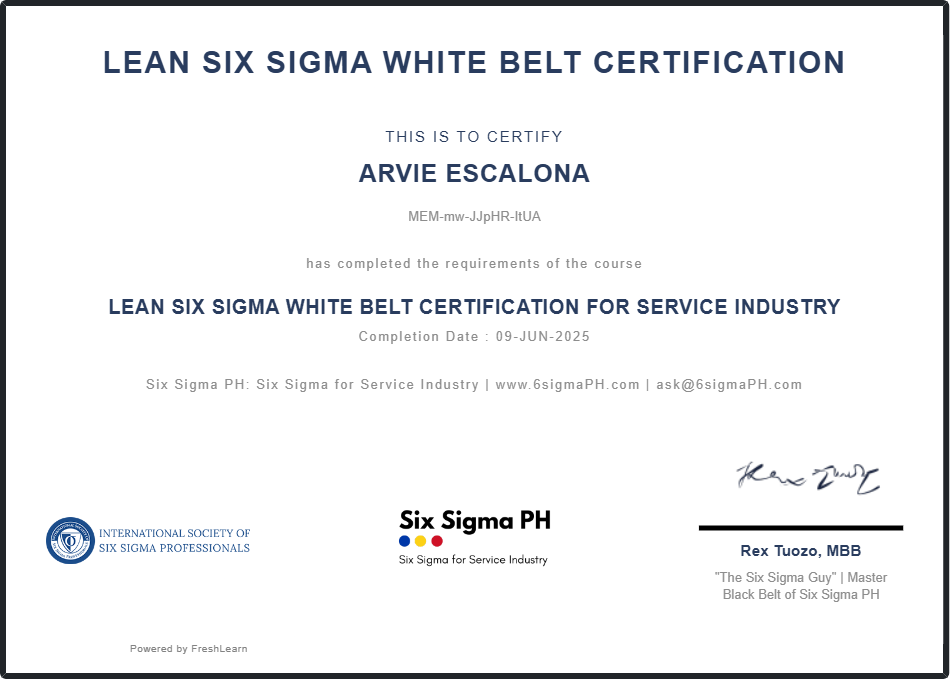 lean six sigma white belt certification
